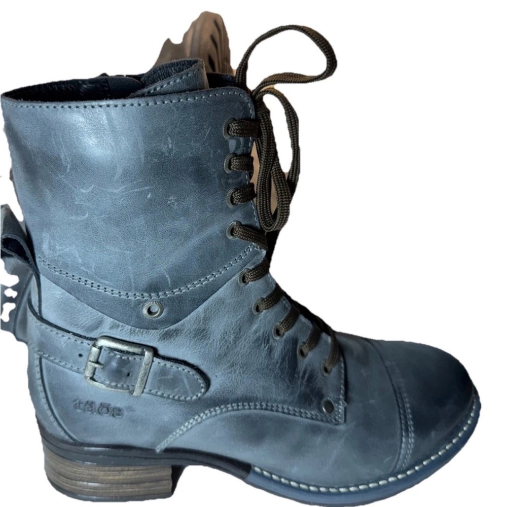 TAOS Crave Steel Leather Charcoal Combat Boots Lace Up US Women’s Size 38 US 8